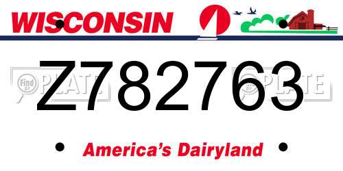 Z782763 Wisconsin License Plate