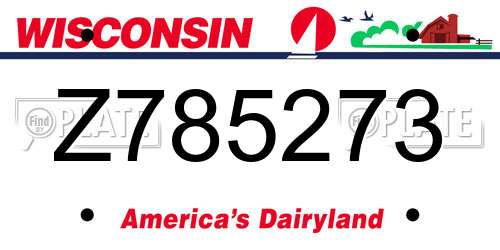 Z785273 Wisconsin License Plate