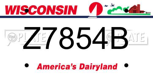 Z7854B Wisconsin License Plate