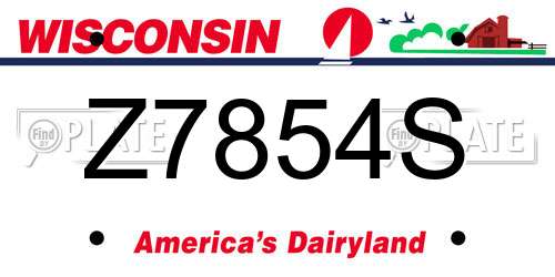 Z7854S Wisconsin License Plate