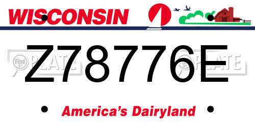 Z78776E Wisconsin License Plate