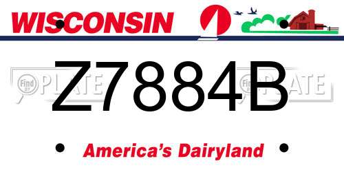 Z7884B Wisconsin License Plate