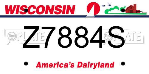 Z7884S Wisconsin License Plate