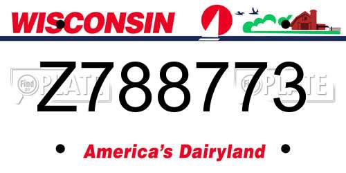 Z788773 Wisconsin License Plate