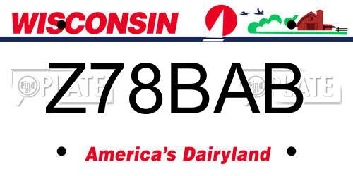 Z78BAB Wisconsin License Plate