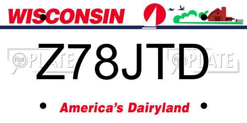 Z78JTD Wisconsin License Plate
