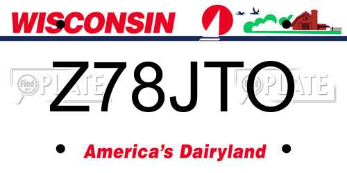 Z78JTO Wisconsin License Plate