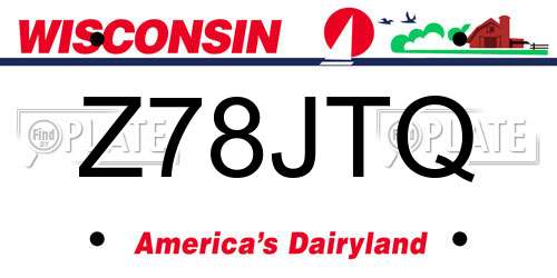 Z78JTQ Wisconsin License Plate