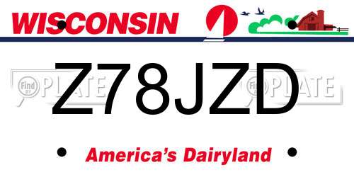 Z78JZD Wisconsin License Plate