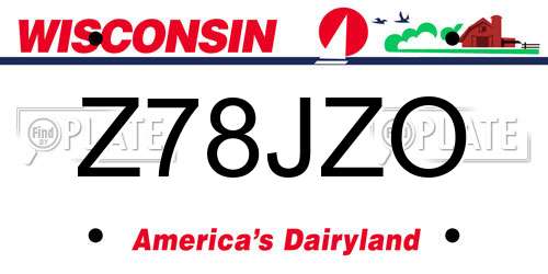 Z78JZO Wisconsin License Plate