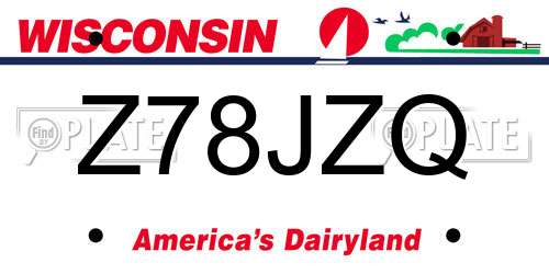 Z78JZQ Wisconsin License Plate