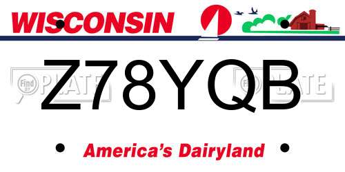Z78YQB Wisconsin License Plate