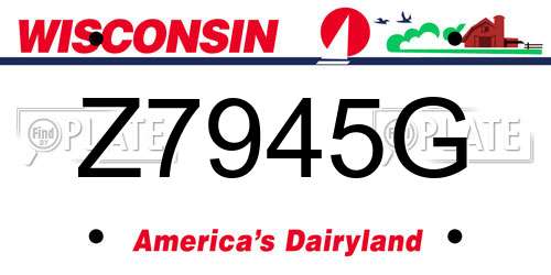 Z7945G Wisconsin License Plate