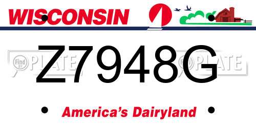 Z7948G Wisconsin License Plate