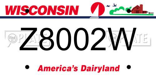 Z8002W Wisconsin License Plate