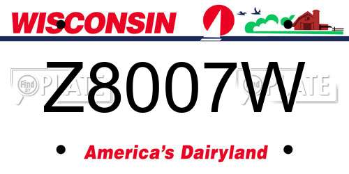 Z8007W Wisconsin License Plate