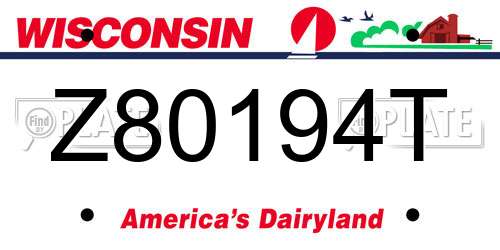 Z80194T Wisconsin License Plate