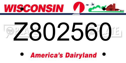 Z802560 Wisconsin License Plate