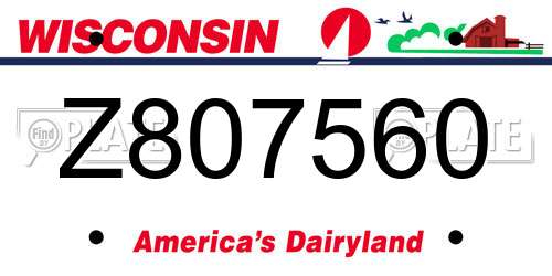 Z807560 Wisconsin License Plate