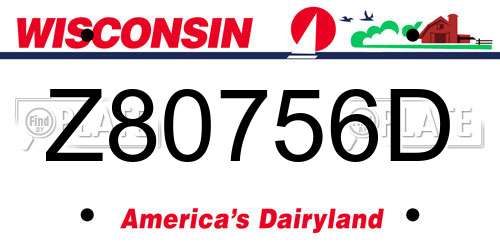 Z80756D Wisconsin License Plate