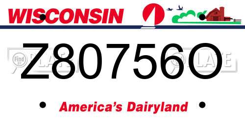 Z80756O Wisconsin License Plate