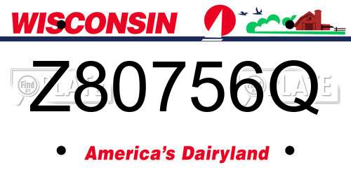 Z80756Q Wisconsin License Plate