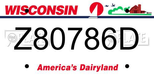 Z80786D Wisconsin License Plate