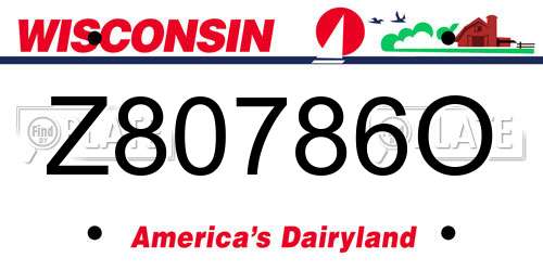 Z80786O Wisconsin License Plate