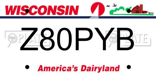 Z80PYB Wisconsin License Plate