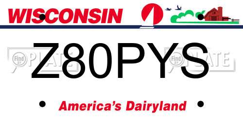 Z80PYS Wisconsin License Plate