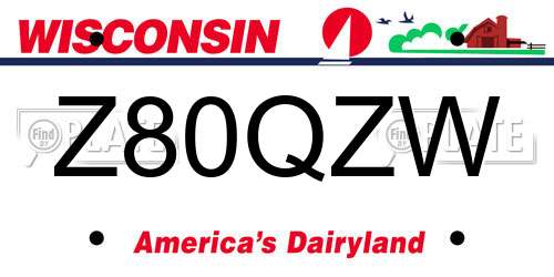 Z80QZW Wisconsin License Plate