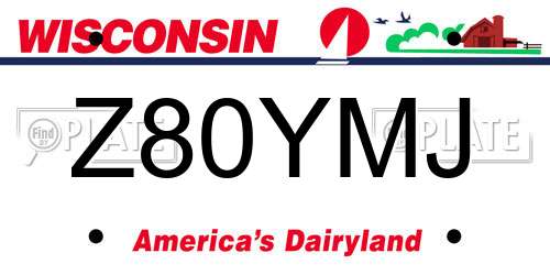 Z80YMJ Wisconsin License Plate