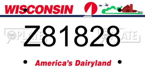 Z81828 Wisconsin License Plate