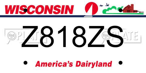 Z818ZS Wisconsin License Plate