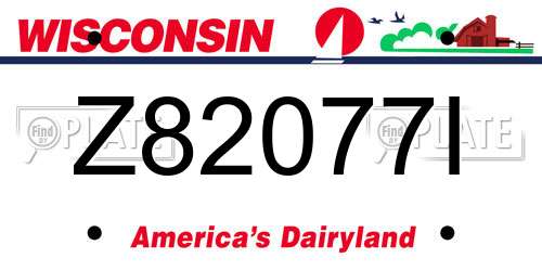 Z82077I Wisconsin License Plate