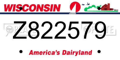 Z822579 Wisconsin License Plate