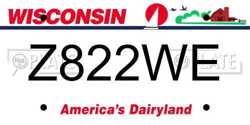 Z822WE Wisconsin License Plate