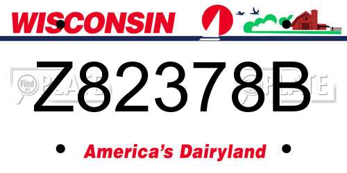 Z82378B Wisconsin License Plate
