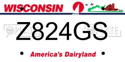 Z824GS Wisconsin License Plate