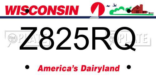 Z825RQ Wisconsin License Plate