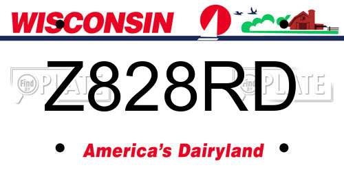 Z828RD Wisconsin License Plate