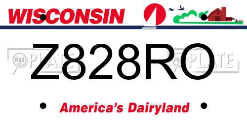 Z828RO Wisconsin License Plate