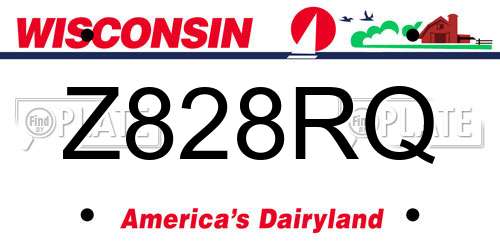 Z828RQ Wisconsin License Plate