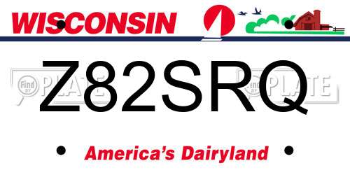 Z82SRQ Wisconsin License Plate