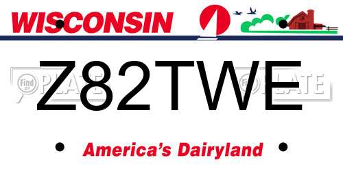 Z82TWE Wisconsin License Plate