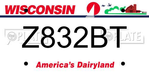 Z832BT Wisconsin License Plate