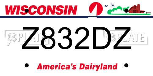 Z832DZ Wisconsin License Plate