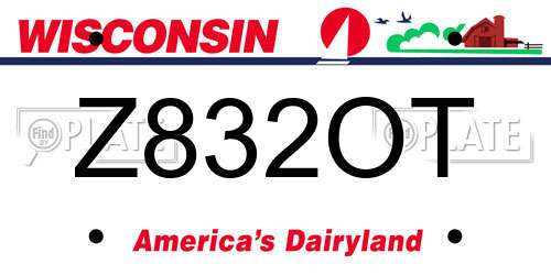 Z832OT Wisconsin License Plate
