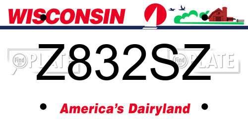 Z832SZ Wisconsin License Plate