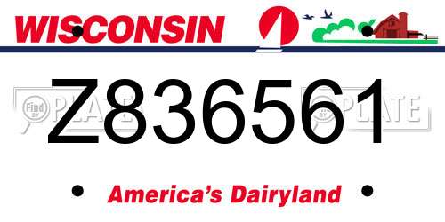 Z836561 Wisconsin License Plate